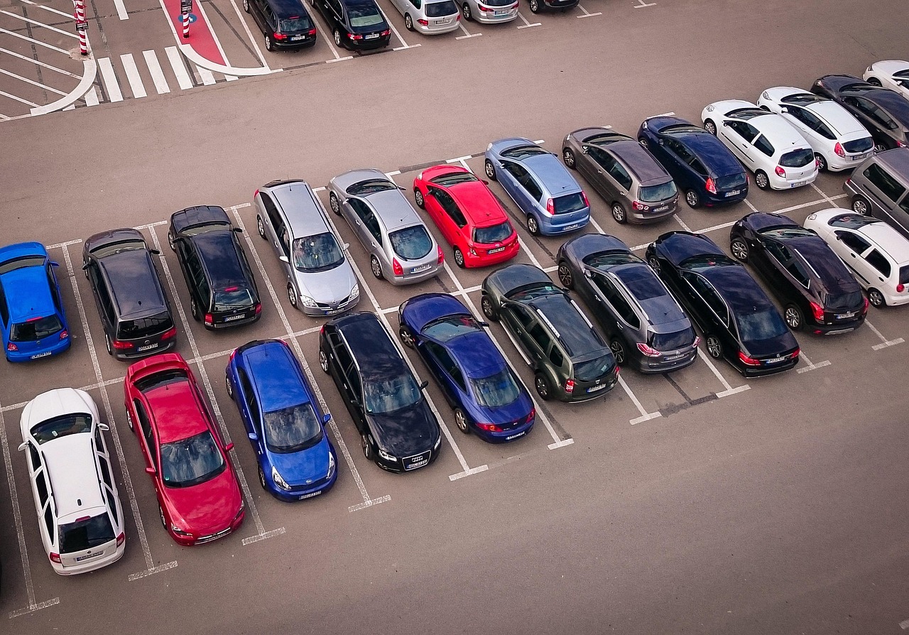 Dealership inventory vehicles parked outdoors