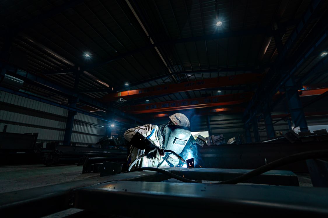 Metal fabrication floor with welding and structural steel work