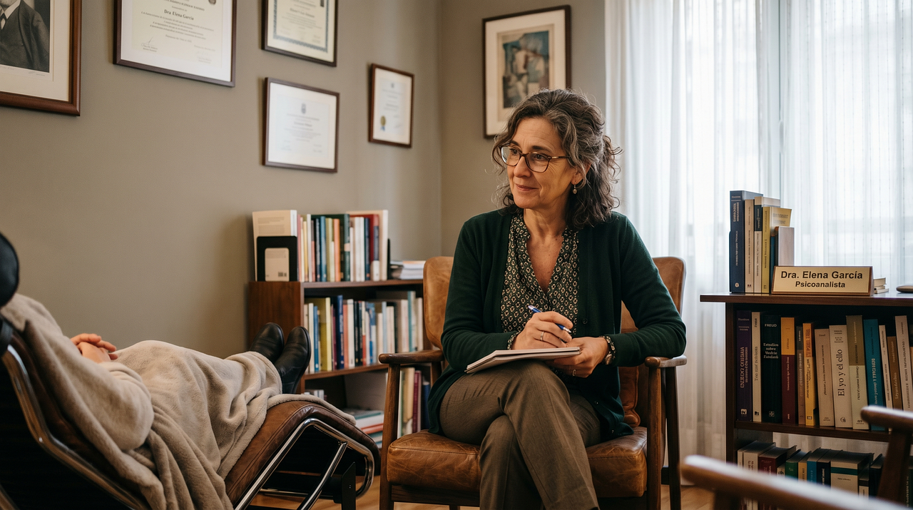 Psychologist's private office set up for confidential client sessions