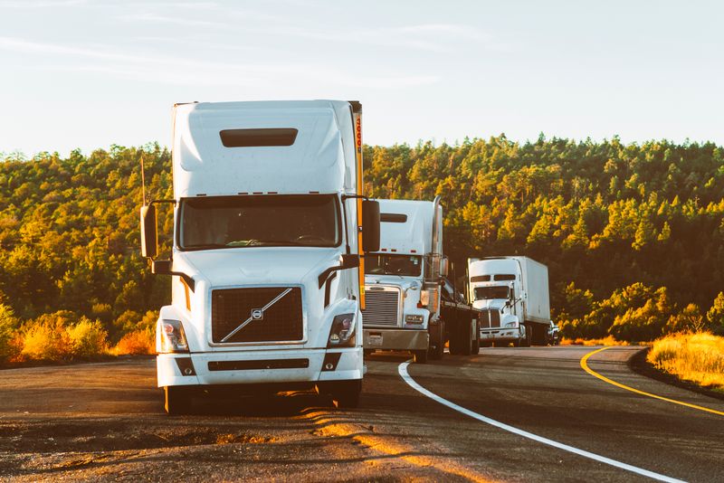 Semi truck driving on a highway